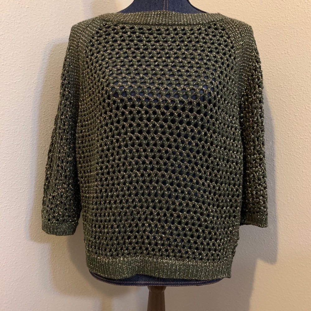 Knitted green with gold sparkles blouse